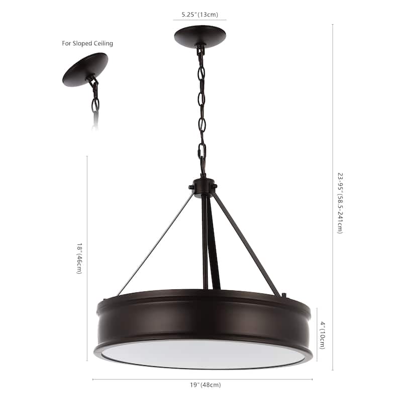 SAFAVIEH Lighting Torbjorg 4-light 19.5-inch Pendant - 20" W x 20" D x 22-94" H - Oil Rubbed Bronze - 20Wx20Dx94H