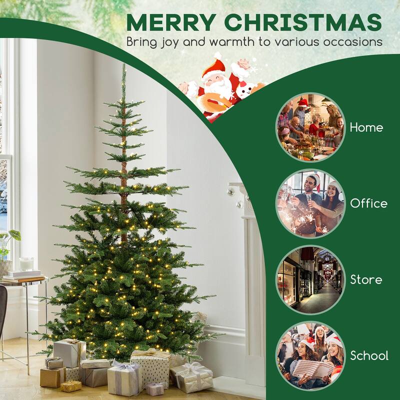 Gymax 7 FT Artificial Xmas Tree w/ 1303 PE PVC Branch Tips 500 Warm