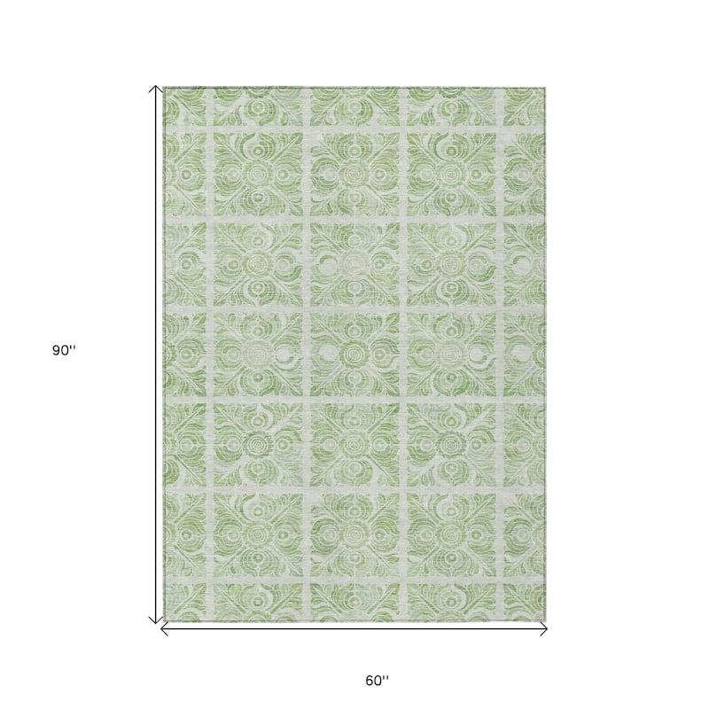 HomeRoots Medallion Transitional Rectangle Outdoor Rug