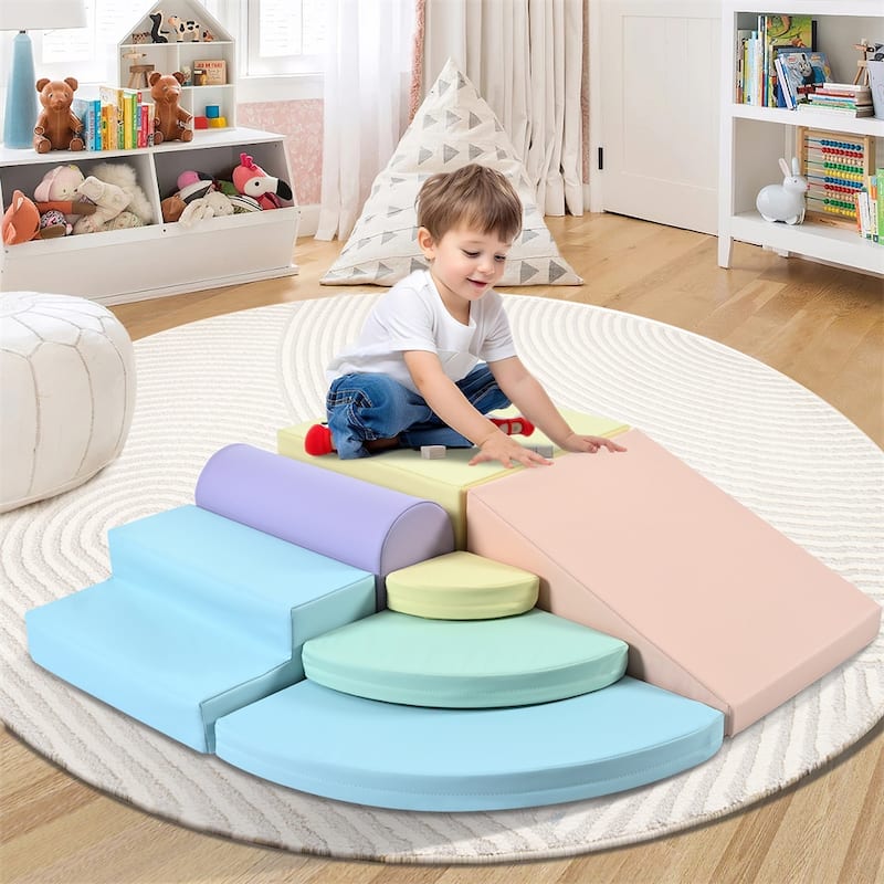 7 Piece Pizza Shape Foam Climbing Blocks for Toddlers
