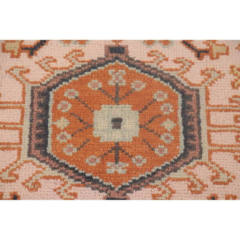 Geometric Pink Kazak Runner Rug Handmade Oriental Wool Carpet - 2'7"x 9'11"