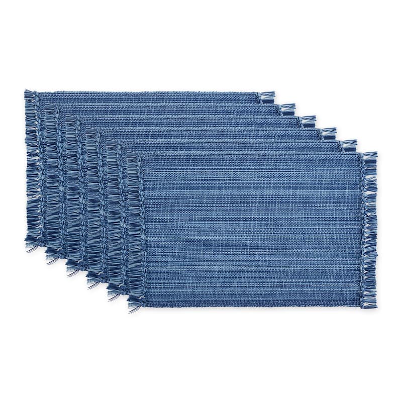 Variegated Nautical Blue Fringe Placemat (Set of 6) - 13x19 - Nautical Blue