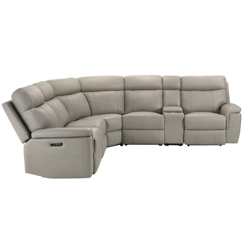 Furniture of America Joren Modern FSC Certified Leather Match Power Recline Sectional with Console and USB Port
