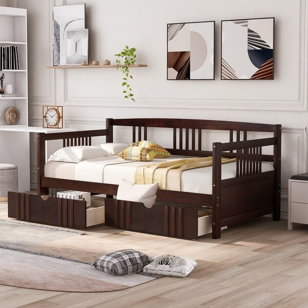 Espresso trundle online bed