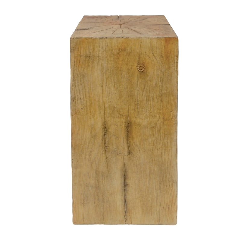 Distressed Wood-Effect End Table • Square Column Design in Multi-Height Set • Weather-Resistant for Indoor & Outdoor Decor