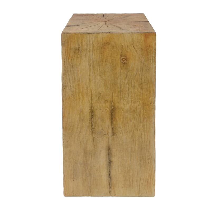 Roomfitters 27.75" Square-Column MGO End Table, Distressed Wood-Look Pedestal for Indoor/Outdoor Use