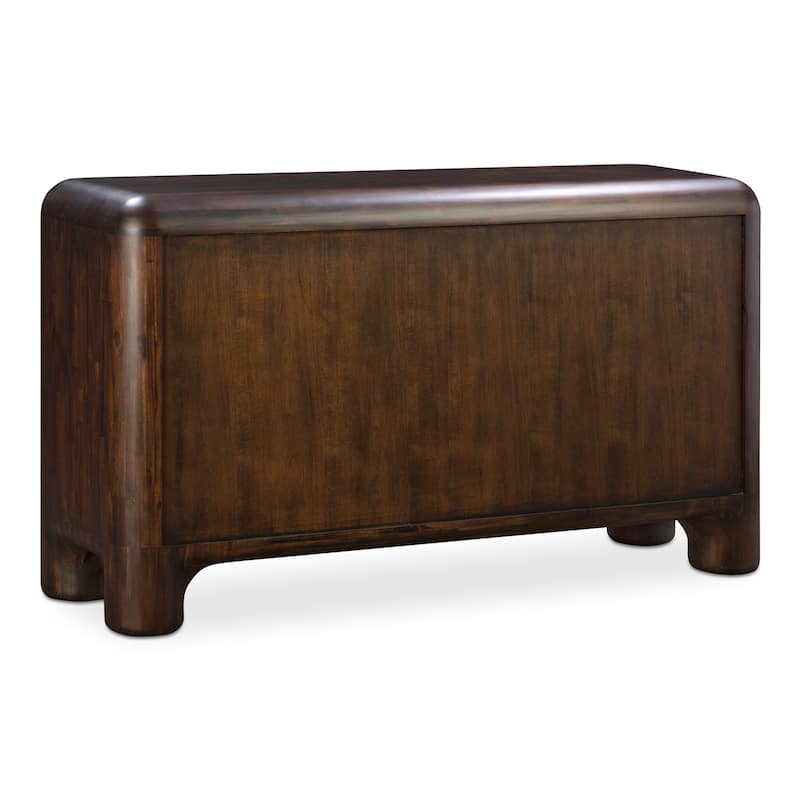 NADAAL STUDIOS Zanric Dresser, Six Drawer Acacia Wood with Soft-Close Glides and Chunky Legs, Dark Brown