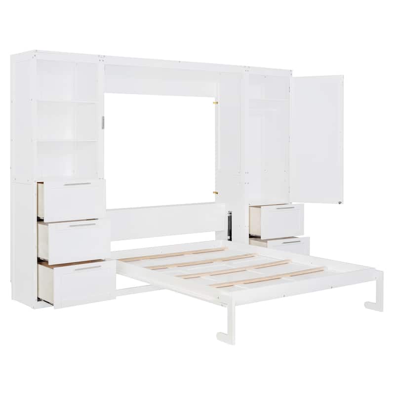 Queen Murphy Bed with Closet, Drawers, Shelves for Efficient Home Organization