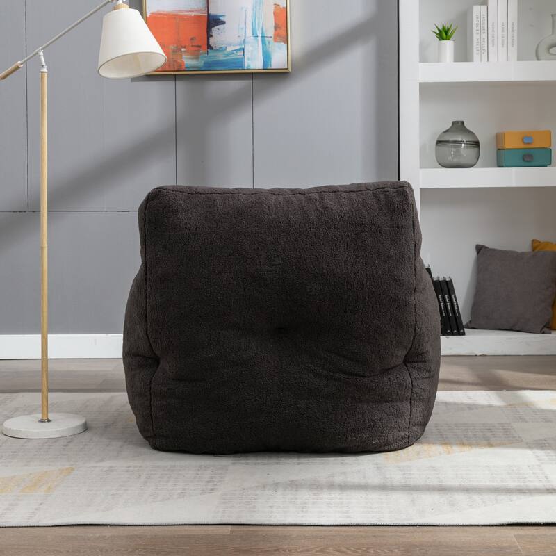 Anmytek Plush Comfy Tufted Teddy Fabric Foam Bean Bag Chair for Living Room Bedroom