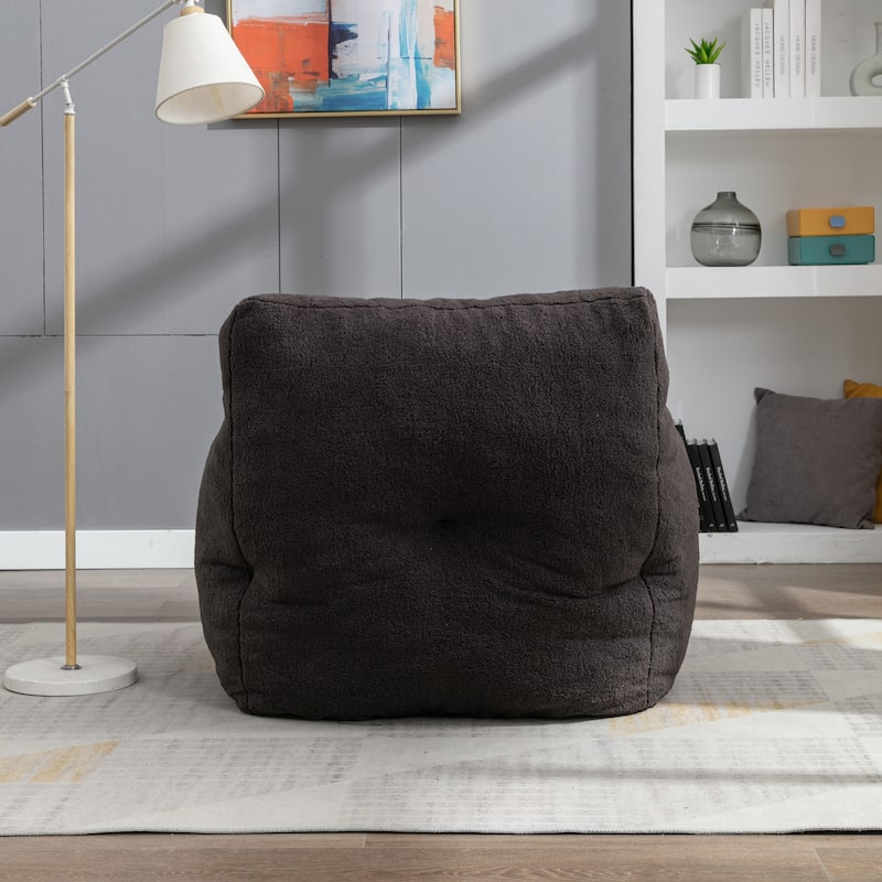 Tufted Deep Seat Bean Bag Chair, High-Density Foam Filler Lazy Floor Sofa, Single Sofa Chair with Curved Armrests