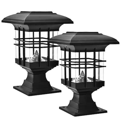 Solar Powered Outdoor Black Post Light 2 Pack - 2Pack