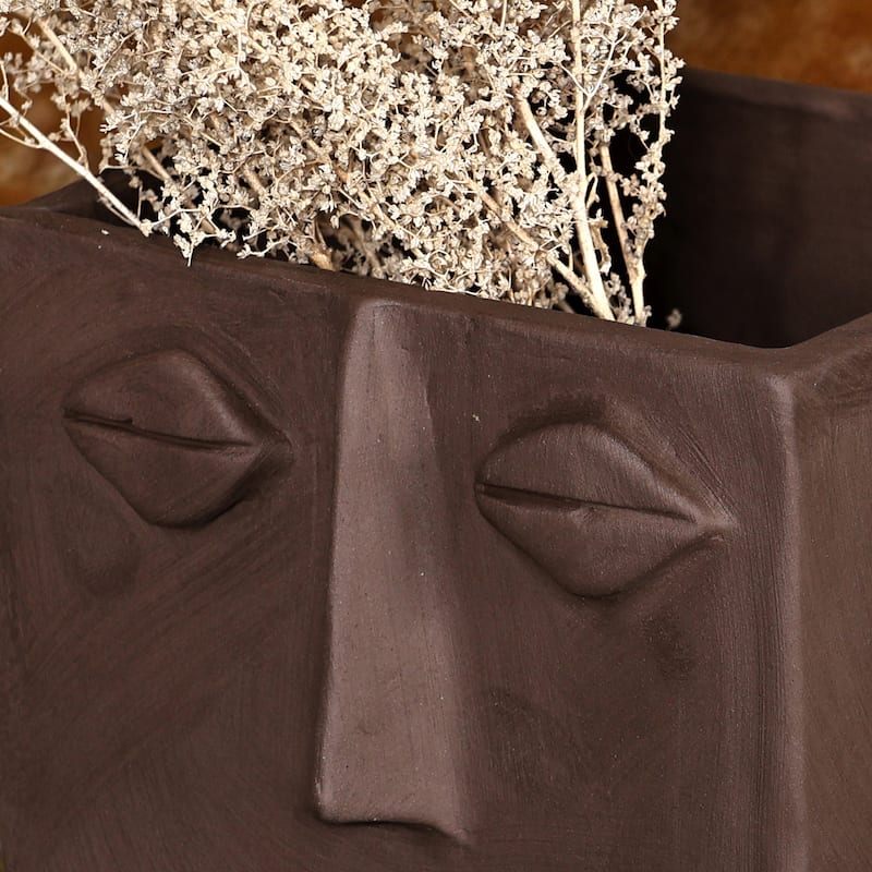 Novica Handmade Square Faces Ceramic Vase