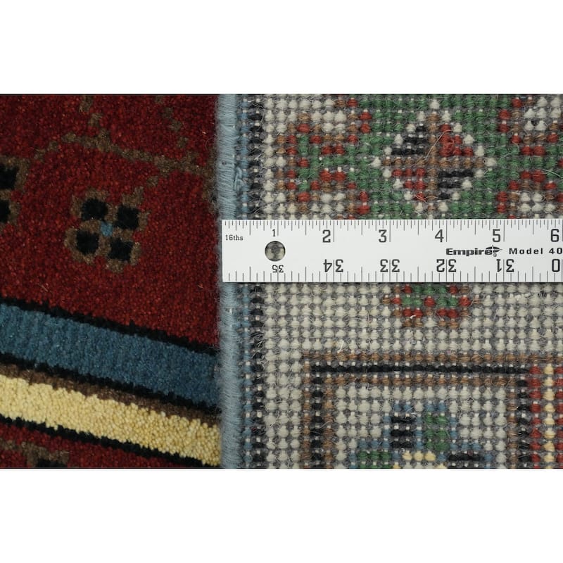 Hand-knotted Traditional Wool Blue Geometric Oriental Area Rug - 5' 11'' X 4' 0''