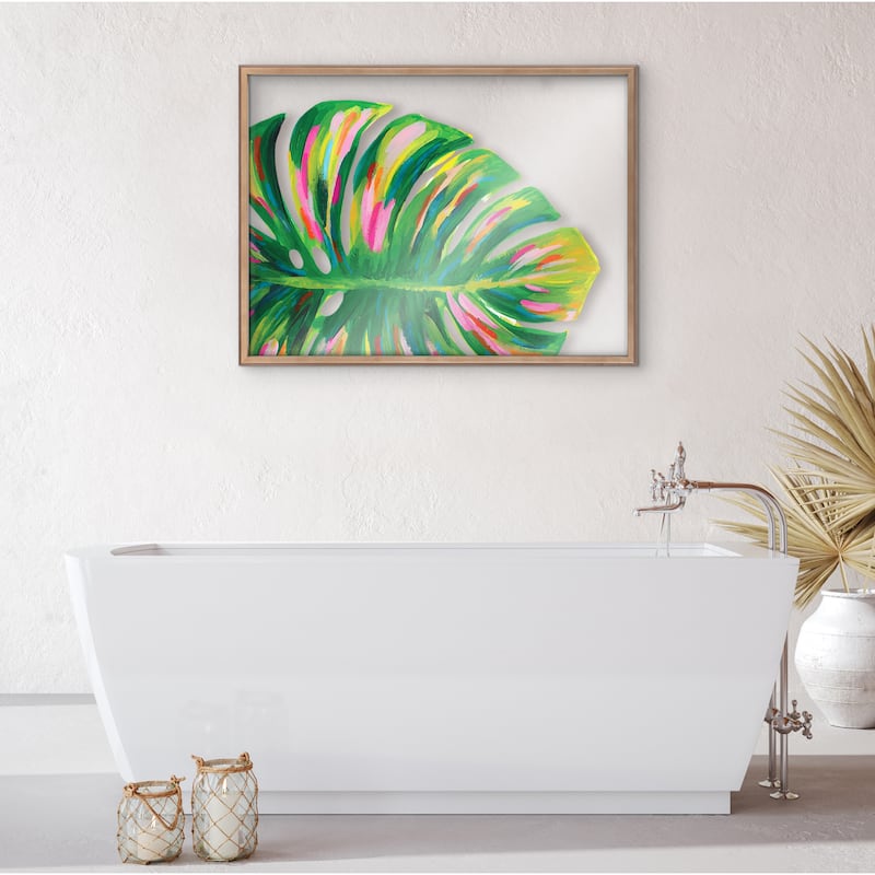 Kate and Laurel Blake Monstera Framed Printed Glass by Jessi Raulet