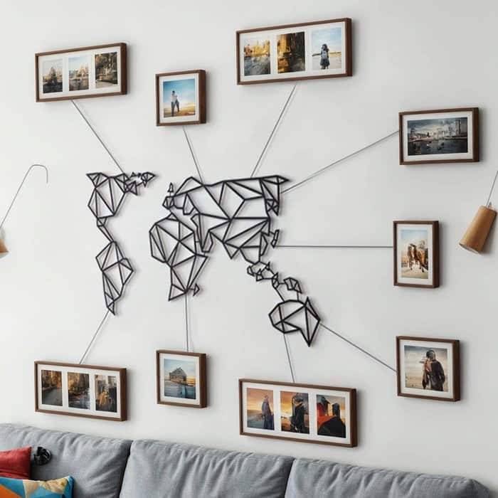 World Map Metal Wall Art- Home Office Living Room Decor, XX Large