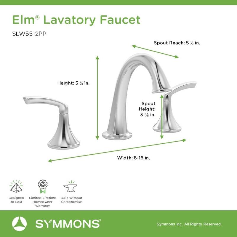 Symmons SLW5512PP Elm 1.0 GPM Widespread Bathroom Faucet with Push Pop