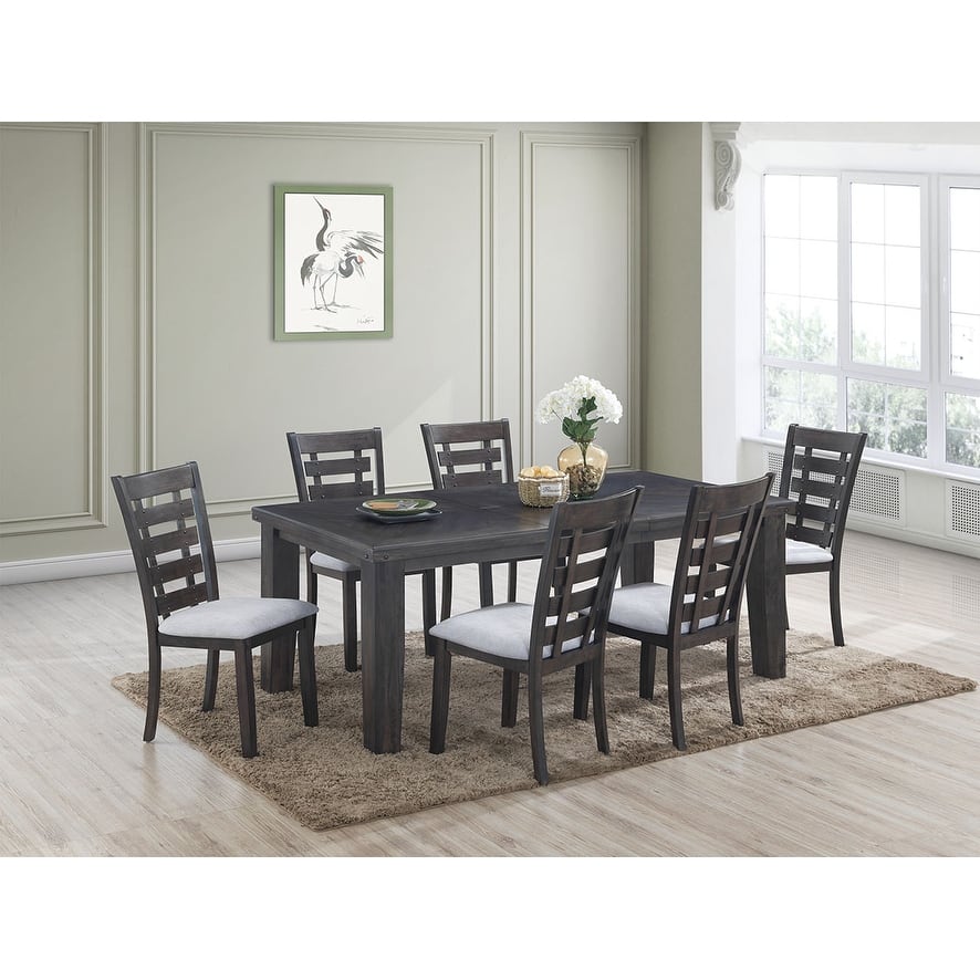 Bailey Collection Solid 7-Piece Dining Set in Gray Finish