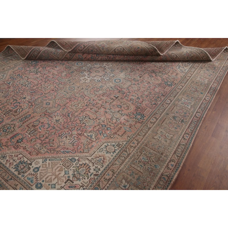 Hand Knotted Oriental 100% Wool Carpet Traditional Medallion Pink Tabriz Area Rug - 10' 10'' X 7' 10''