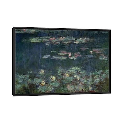 iCanvas "Waterlilies- Green Reflections, 1914-18 " by Claude Monet Framed Canvas Print