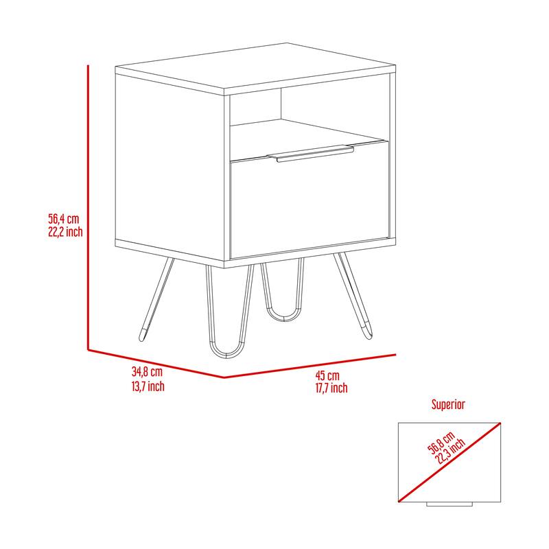 Eagle Creek 1-Shelf 1-Drawer Nightstand，Suitable for bedrooms,living rooms,apartments