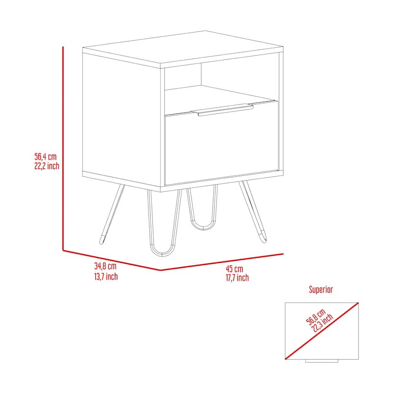 Eagle Creek 1-Shelf 1-Drawer Nightstand - Light Oak