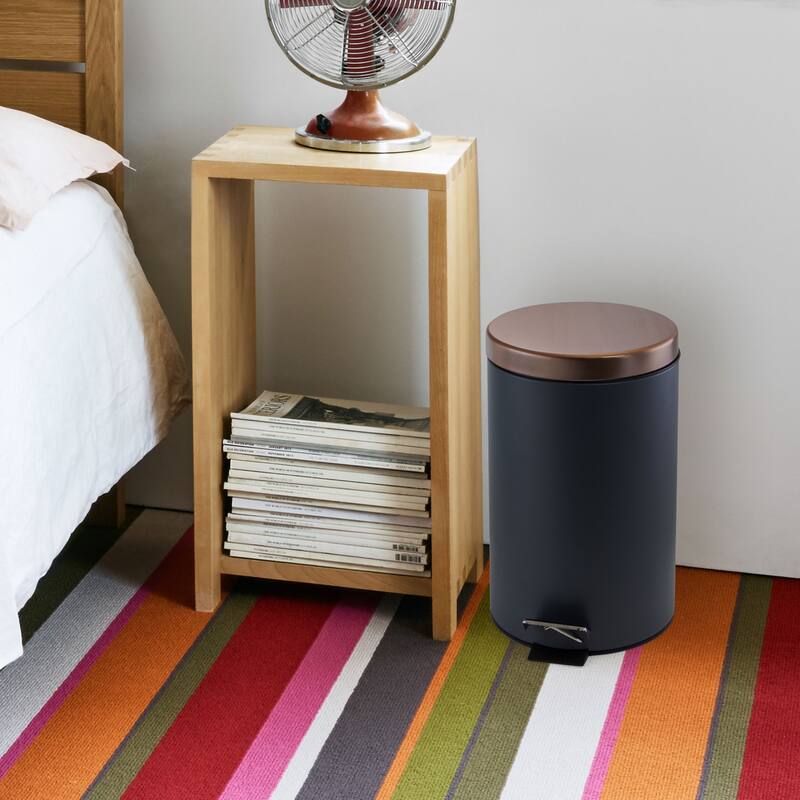12 Liter Compact Soft Close Pedal Small Room Trash Bin Gray and Copper