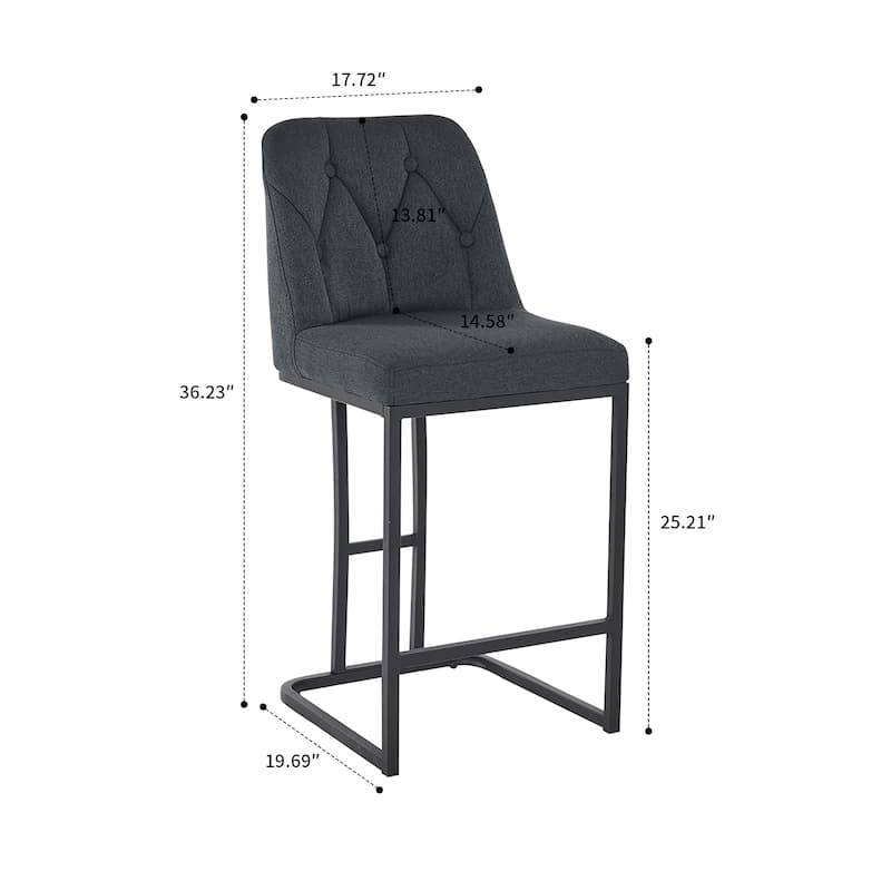 Modern minimalist bar chair set with upholstered backrest and metal legs suitable for bedroom living room kitchen bar
