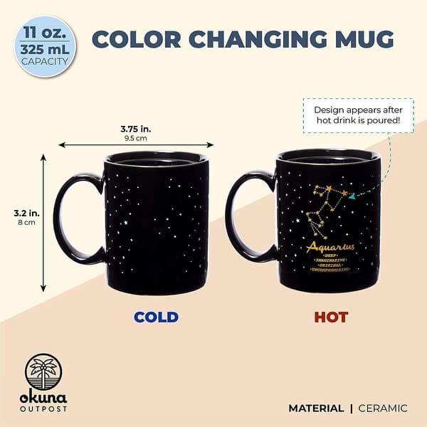 Color Changing Mug, Aquarius Zodiac Astrology Sign Cup (11 oz)