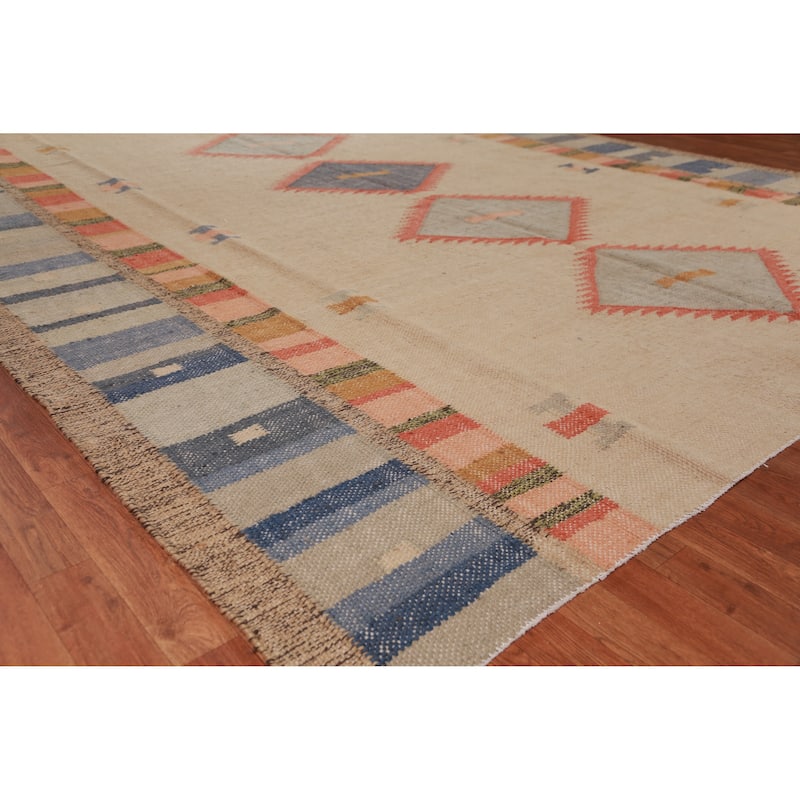 Hand Woven Oriental 100% Jute Carpet Southwestern Modern Beige & Ivories Kilim Area Rug - 13' 3'' X 10' 3''