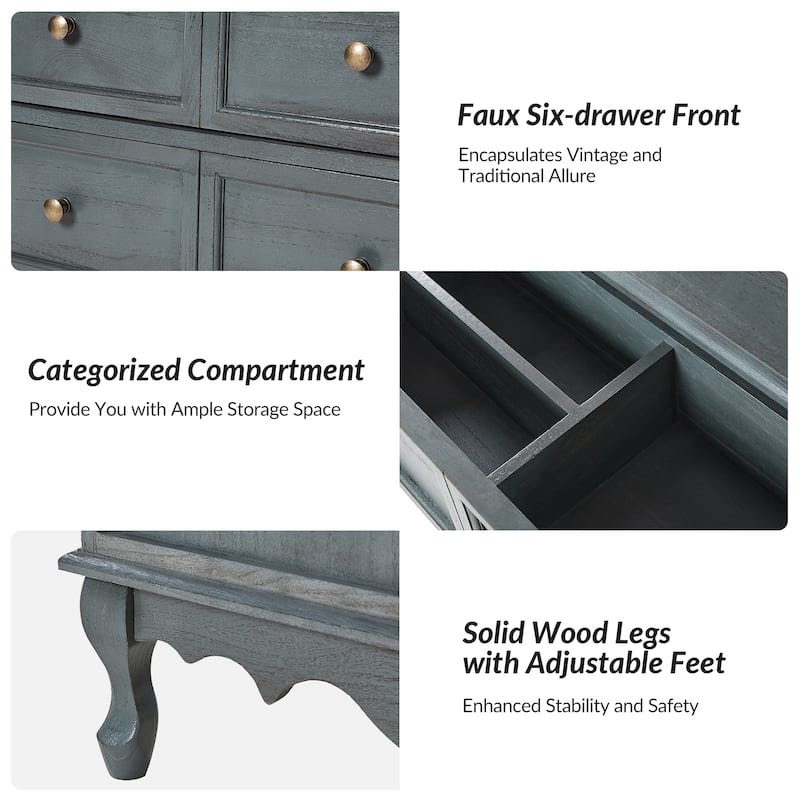 Pallantium Farmhouse 30"Tall Distressed 3-Drawer Nightstand With Solid Wood Legs and Adjustable Feet by HULALA HOME