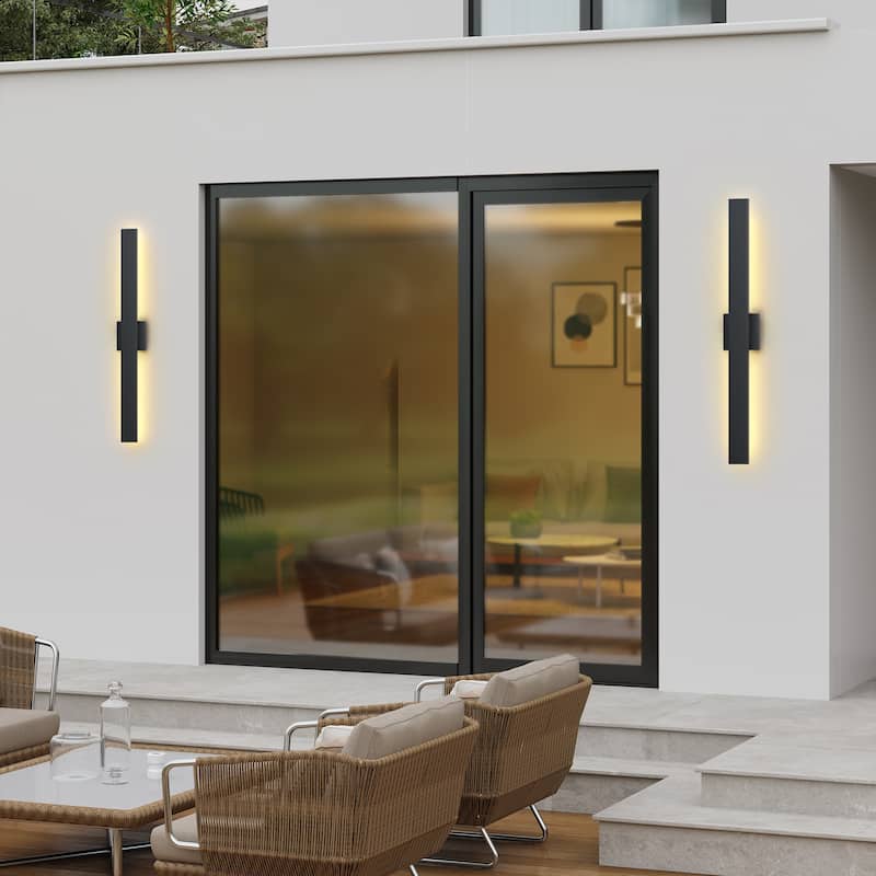 2Pack Outdoor Hardwired Bar Wall Light Linear Sconce with LED Source