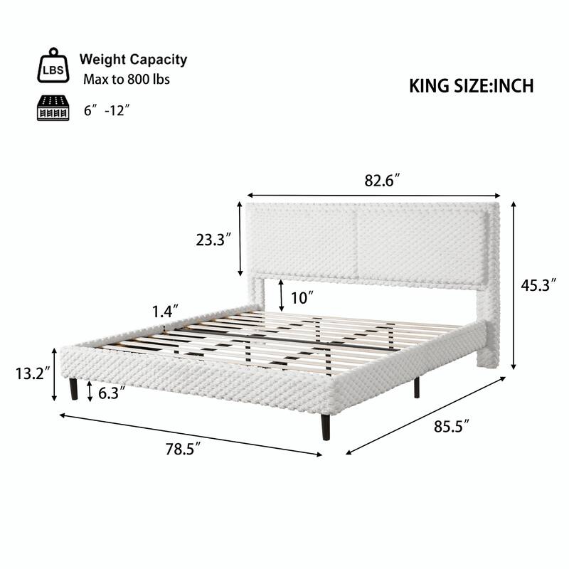 Simple Modern White Plush Soft Bed - Comfortable Backrest for Bedroom