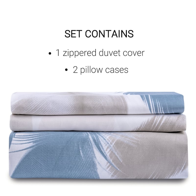 STP Goods Grey Feather Cotton Duvet Cover Set of 3