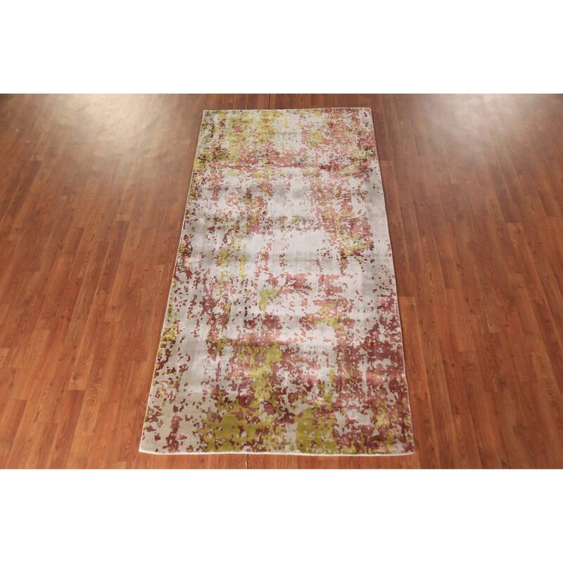 Abstract Modern Area Rug Hand-Knotted Wool Carpet - 3'9"x 7'6"