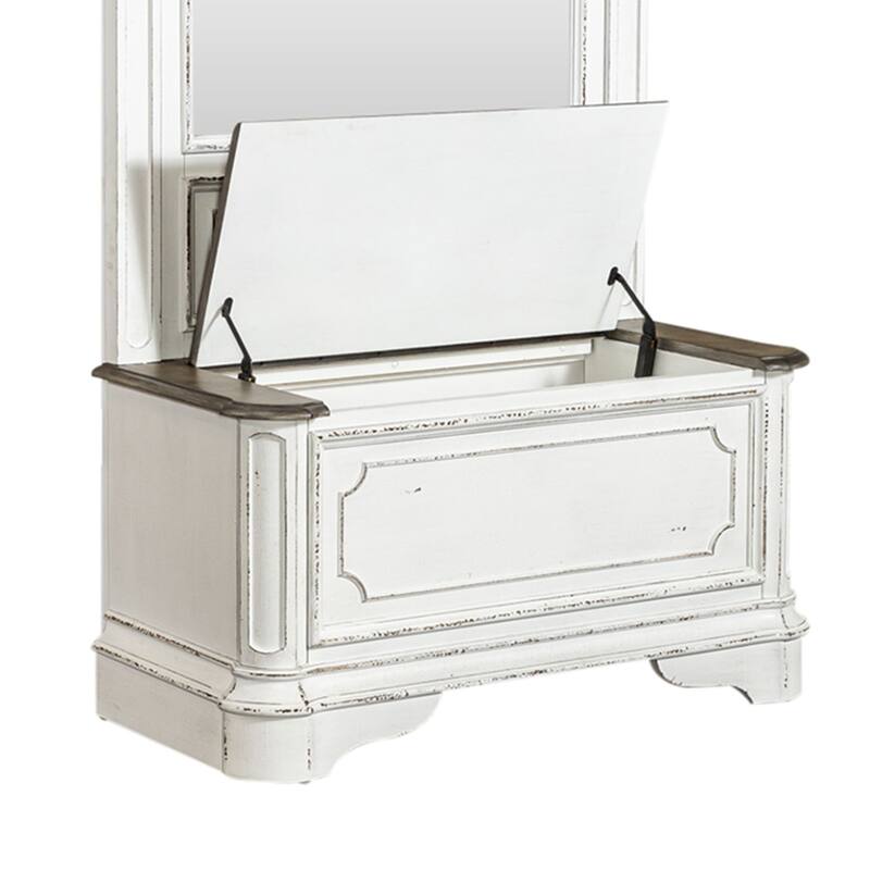 Magnolia Manor Antique White & Weathered Bark 2 Piece Hall Tree Set
