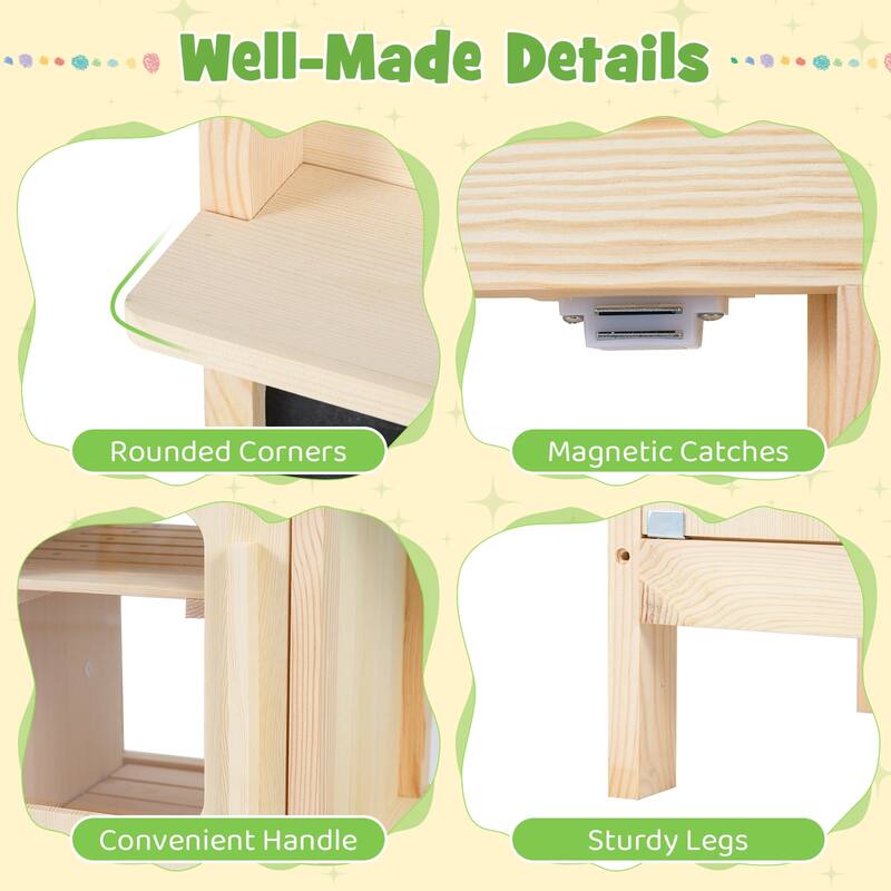 Gymax Kids Mud Kitchen Play Pretend Kitchen w/ Chalkboard Stoves