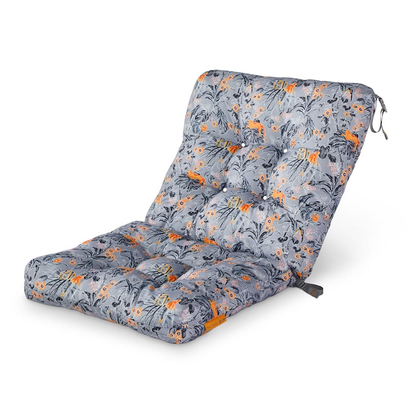 Vera Bradley by Classic Accessories Patio Cushion Seat/Back, 41 Inch - Rain Forest Toile Gray/Gold