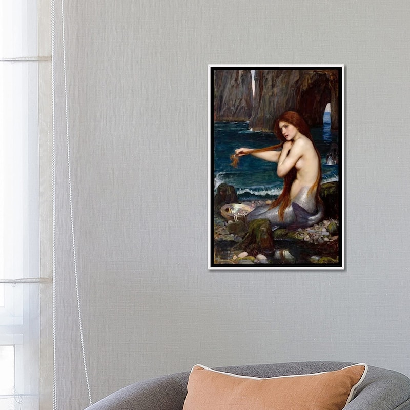iCanvas "A Mermaid" by John William Waterhouse Framed Canvas Print