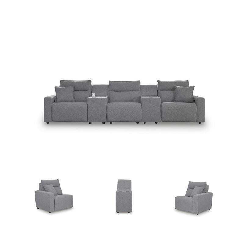 Signature Design by Ashley Modmax Gray 5-Piece Power Reclining Sectional - 152" W x 41" D x 41" H