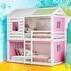 preview thumbnail 11 of 18, Playhouse Design Twin Size Bunk Wood House Bed with Tent, Blue+White Pink