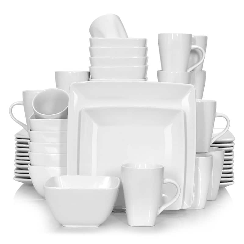 vancasso SOHO Square Porcelain Dinnerware Set - White - 48 Piece