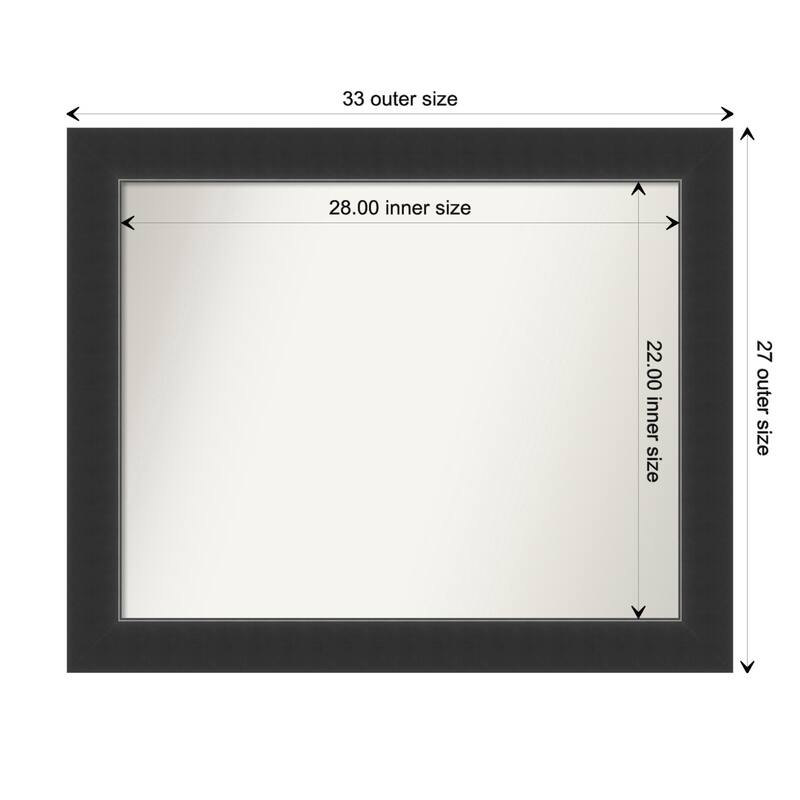 Corvino Black Framed Non-Beveled Custom Wall Mirror, Bathroom Vanity Mirror - Outer Size: 33 x 27