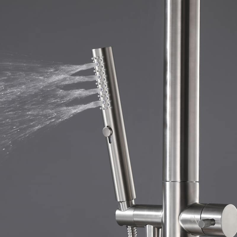 89"H Stainless Steel Freestanding Outdoor Shower with Handheld shower