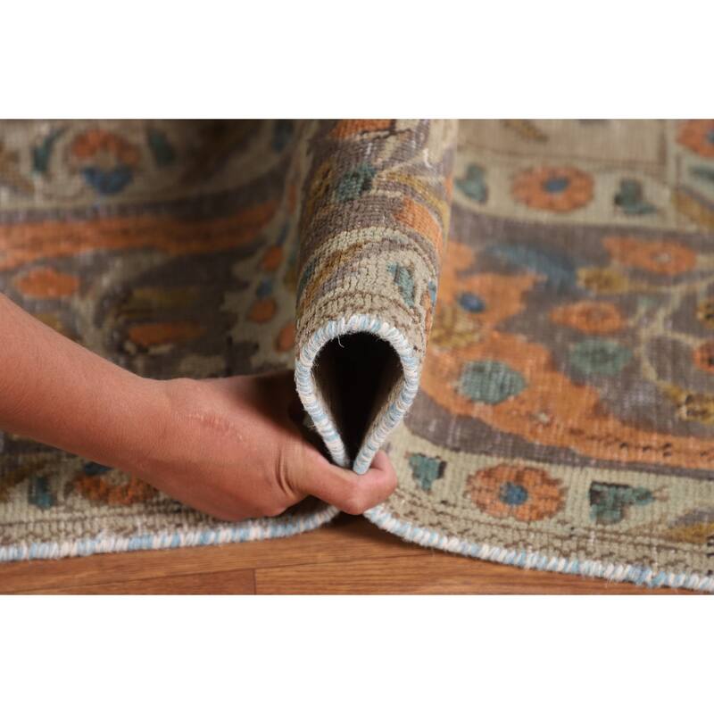 Distressed Tabriz Persian Antique Rug Handmade Floral Wool Carpet - 6'6"x 10'2"
