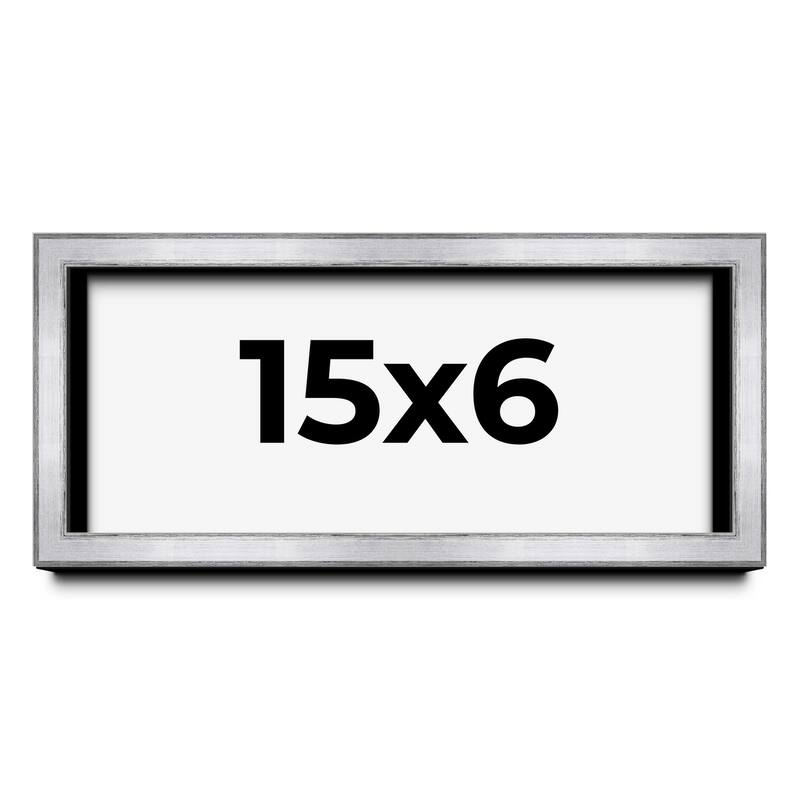 15x6 Shadow Box Frame Silver | 1.375 Inches Deep Real Wood