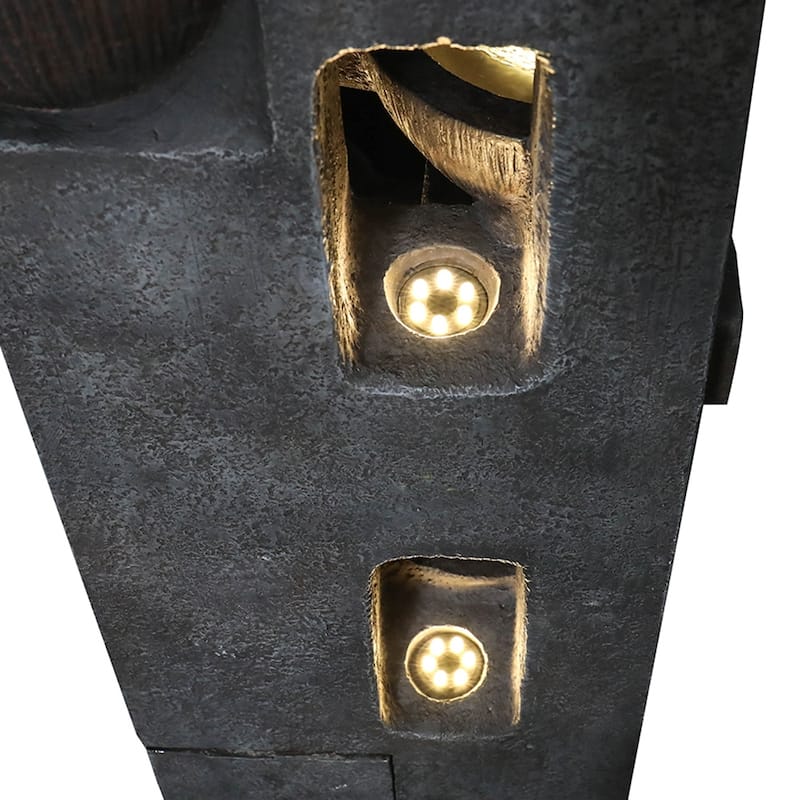 39-inch High 5-Tier Outdoor Water Fountain w/LED Lights for Patio Deck