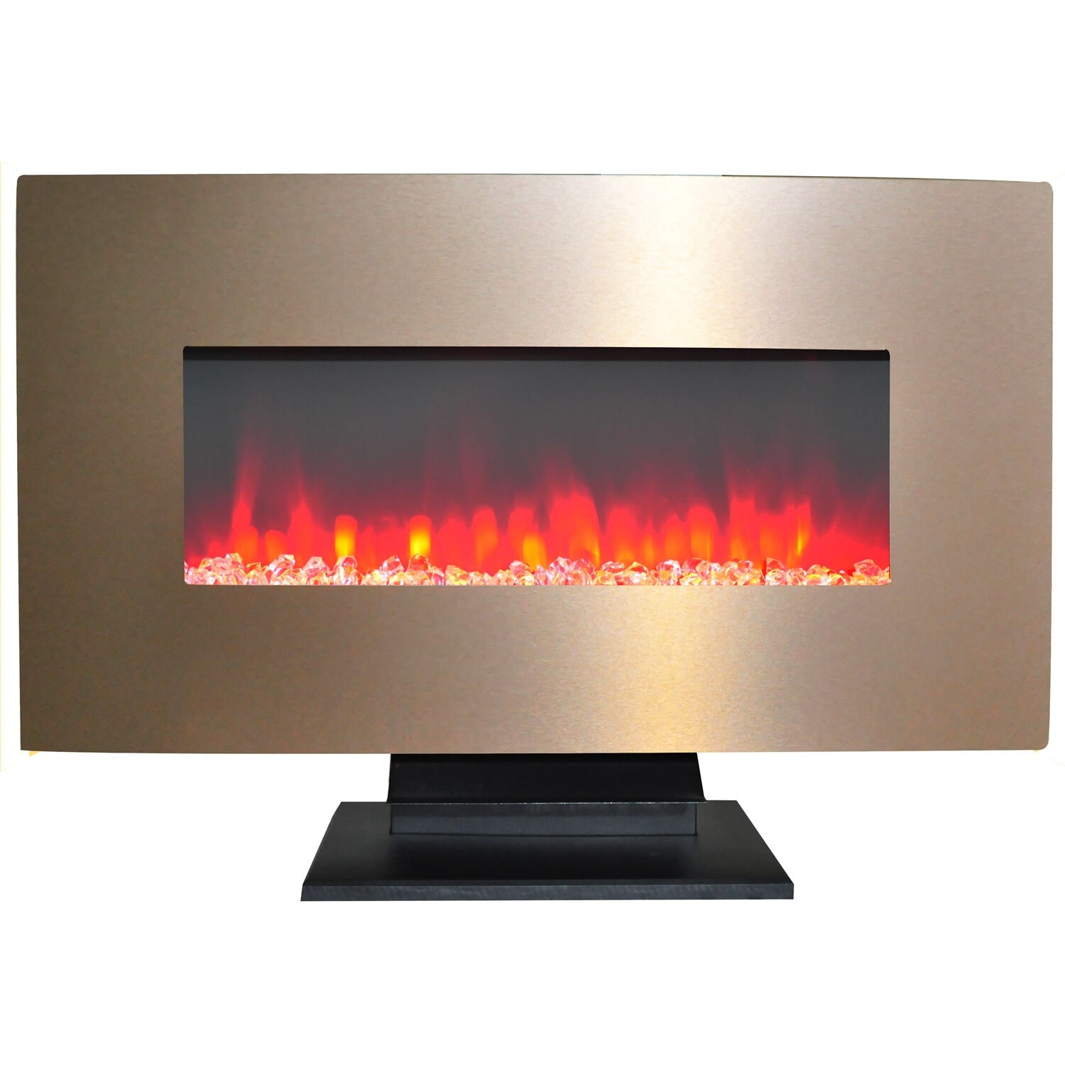 Hanover 36 In. Electric Fireplace with Multi-Color Crystal Rock Display and Metallic Bronze Frame