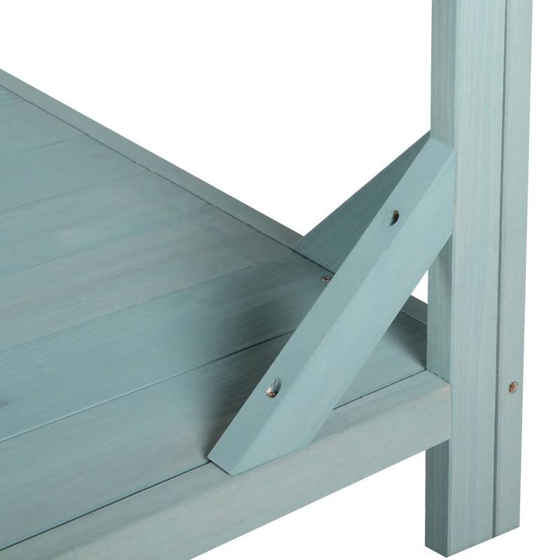 65" Large Wooden Farmhouse Rustic Outdoor Potting Bench Table, Patio Workstation with 4 Storage Shelves and Side Hook