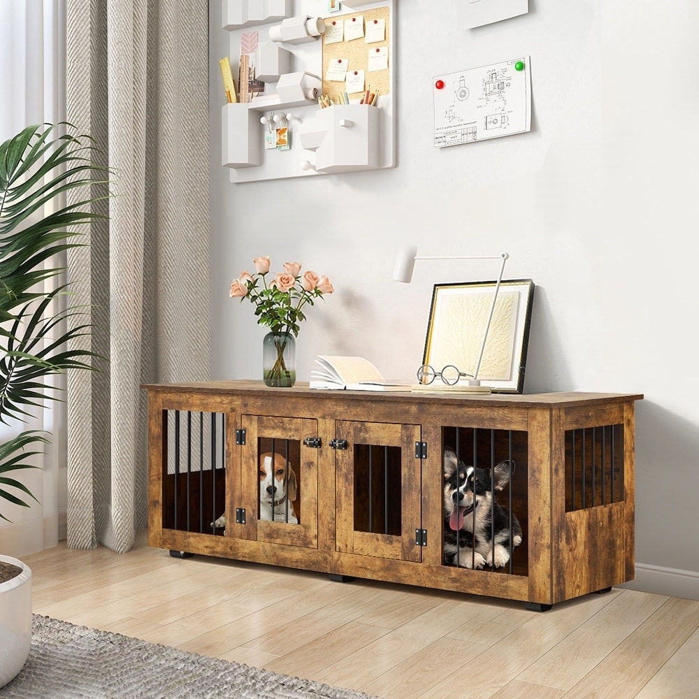 Solid wood dog crate deals