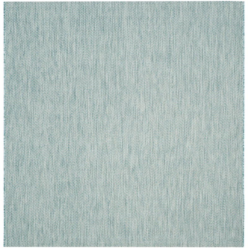 SAFAVIEH Courtyard Begajeta Indoor/Outdoor Waterproof Patio Backyard Rug. - 9' Square - Aqua/Grey